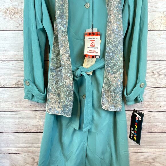 Vintage 1960s Forecaster of Boston Trench Rain Coat Size 13/14 Blue Scarf - Picture 3 of 14